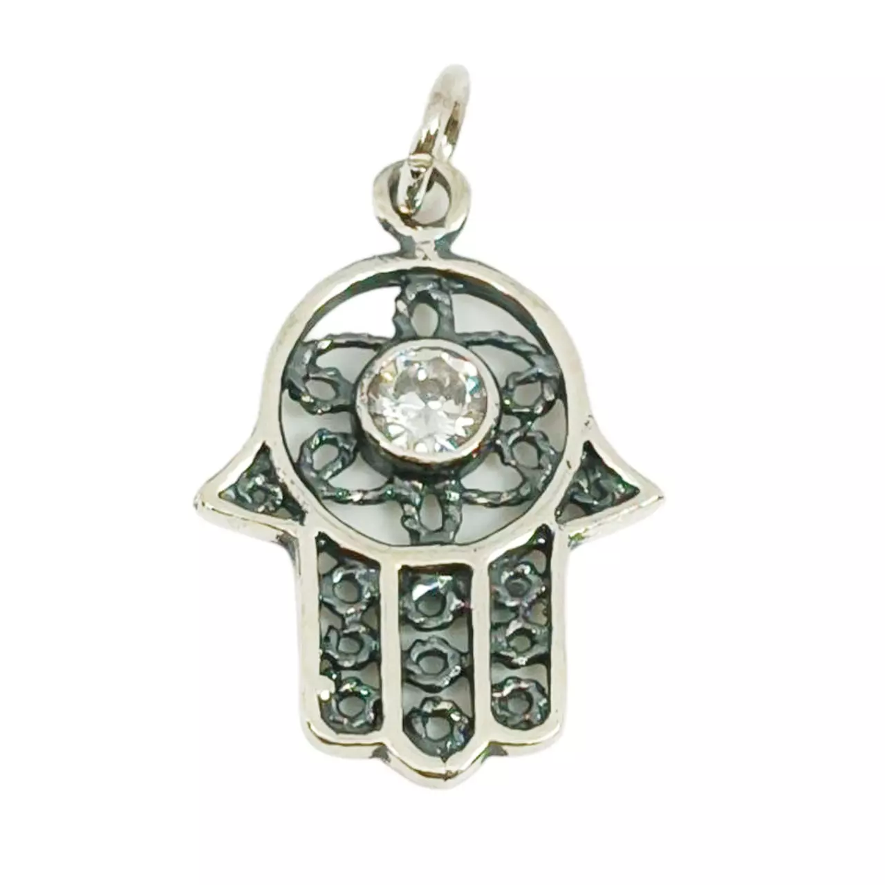 les trésors de lily Pendentif Argent 'Main Fatma' blanc argenté vieilli 20x15 mm [R9495]