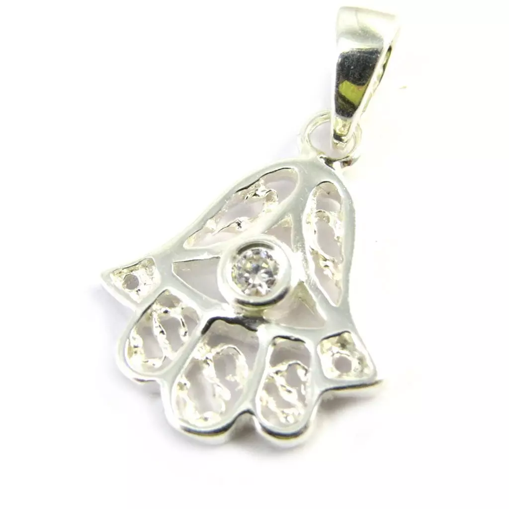 Les Trésors De Lily Pendentif Argent 'Main Fatma' Blanc [M6517]