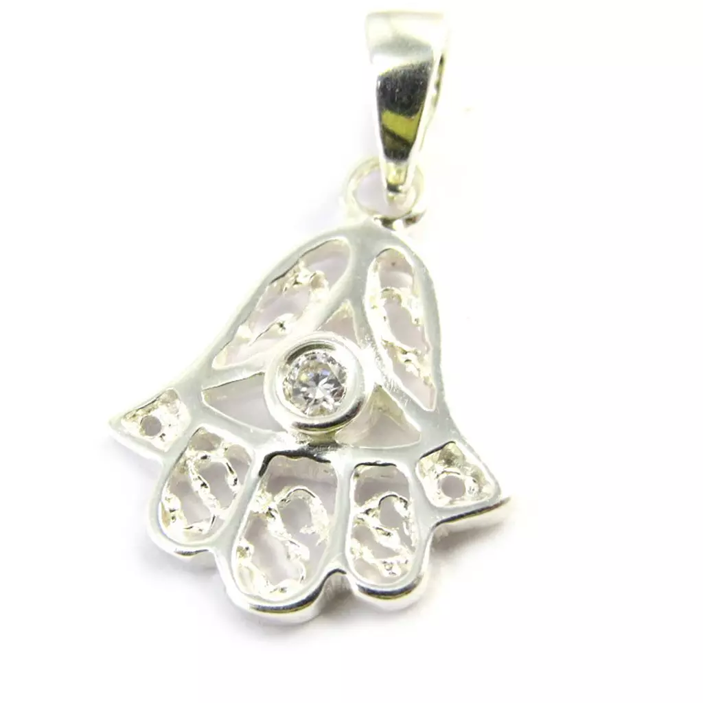 les trésors de lily Pendentif Argent 'Main Fatma' blanc [M6517]
