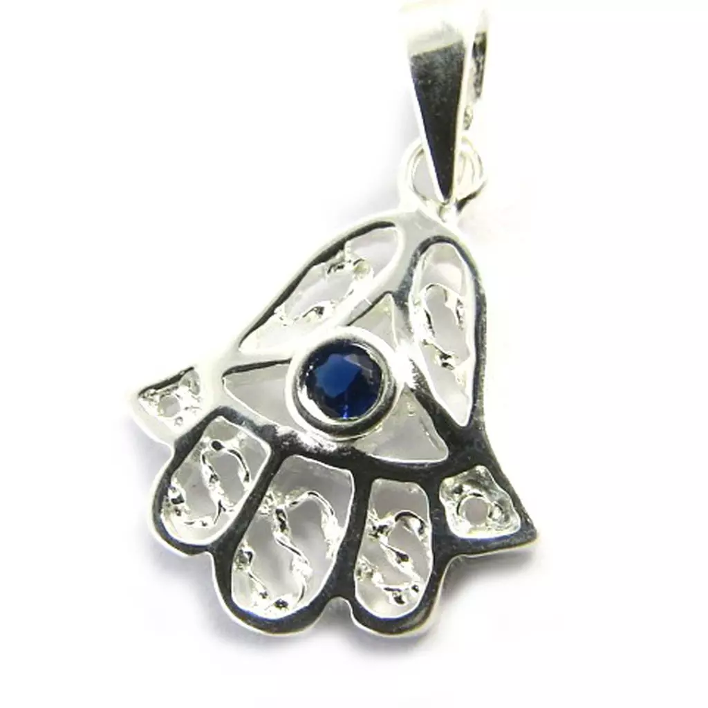 Les Trésors De Lily Pendentif Argent 'Main Fatma' Saphir [M6519]