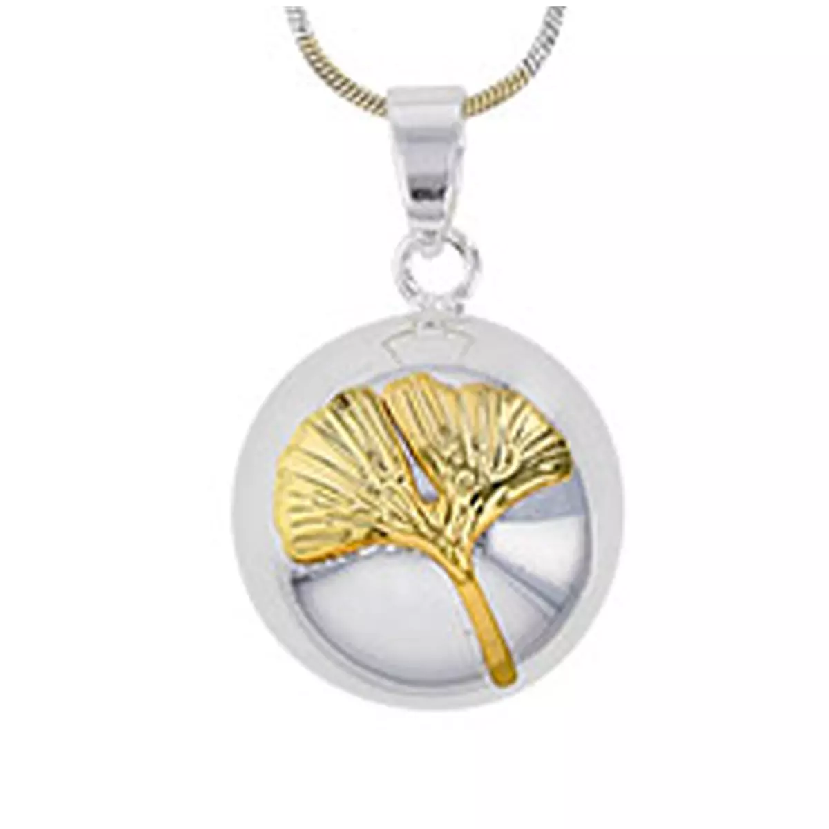 les trésors de lily Pendentif artisanal 'Bola de Grossesse' argenté doré (ginkgo biloba) 20 mm [R2829]