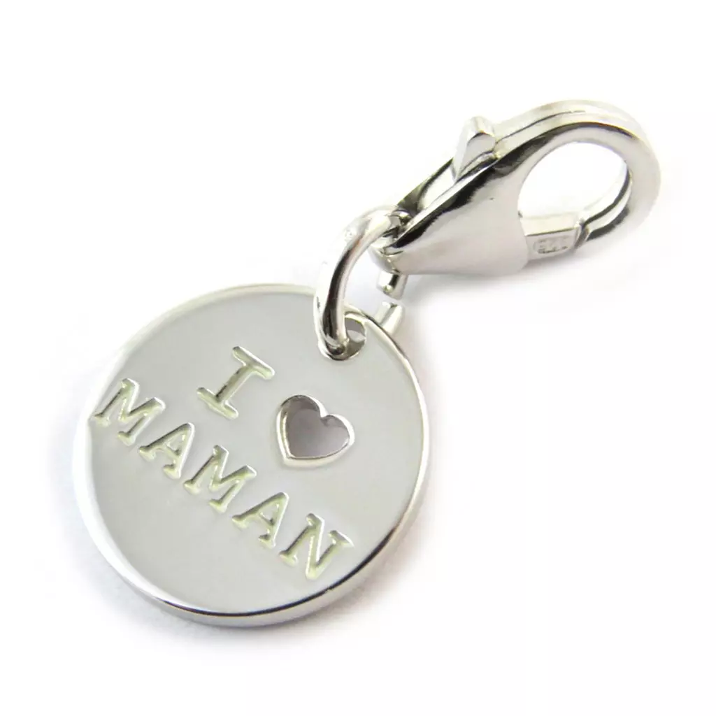 les trésors de lily Pendentif charm argent 'Je t'Aime Maman' argenté [N3259]