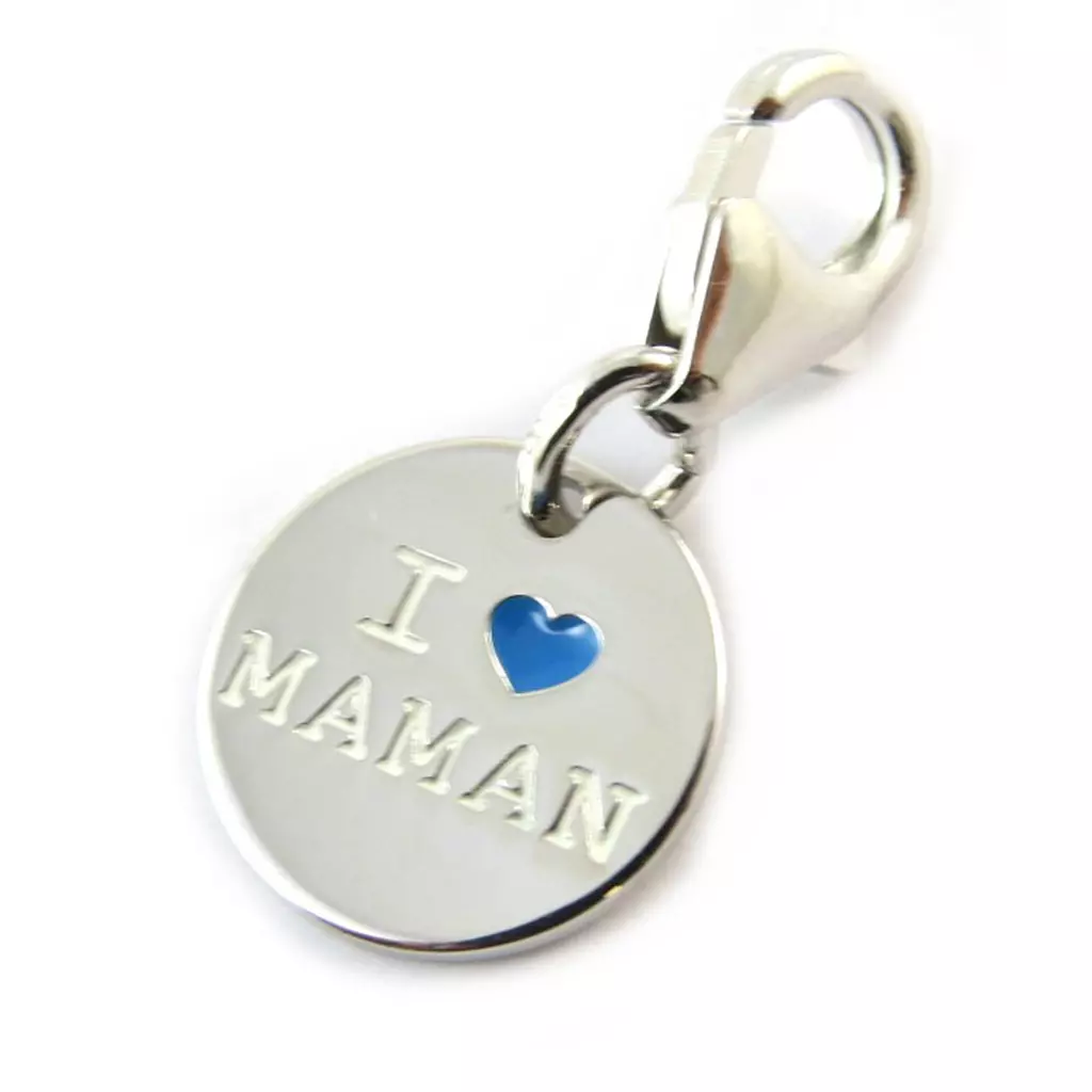 Les Trésors De Lily Pendentif Charm Argent 'Je T'Aime Maman' Bleu [N3257]
