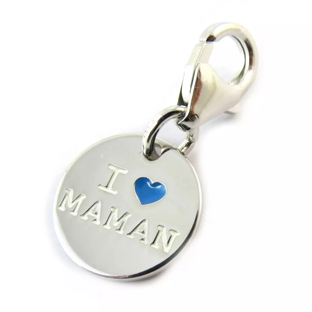 Les Trésors De Lily Pendentif Charm Argent 'Je T'Aime Maman' Bleu [N3257]
