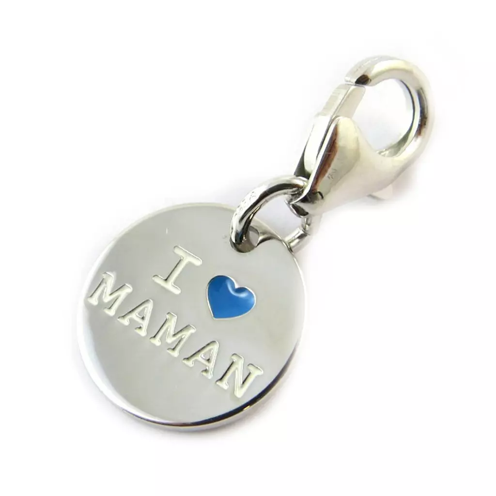 les trésors de lily Pendentif charm argent 'Je t'Aime Maman' bleu [N3257]