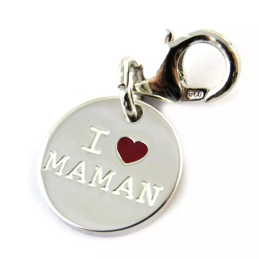 Les Trésors De Lily Pendentif Charm Argent 'Je T'Aime Maman' Rouge [N3258]