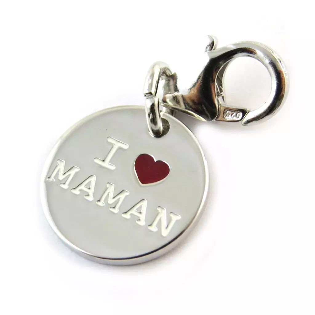 Les Trésors De Lily Pendentif Charm Argent 'Je T'Aime Maman' Rouge [N3258]