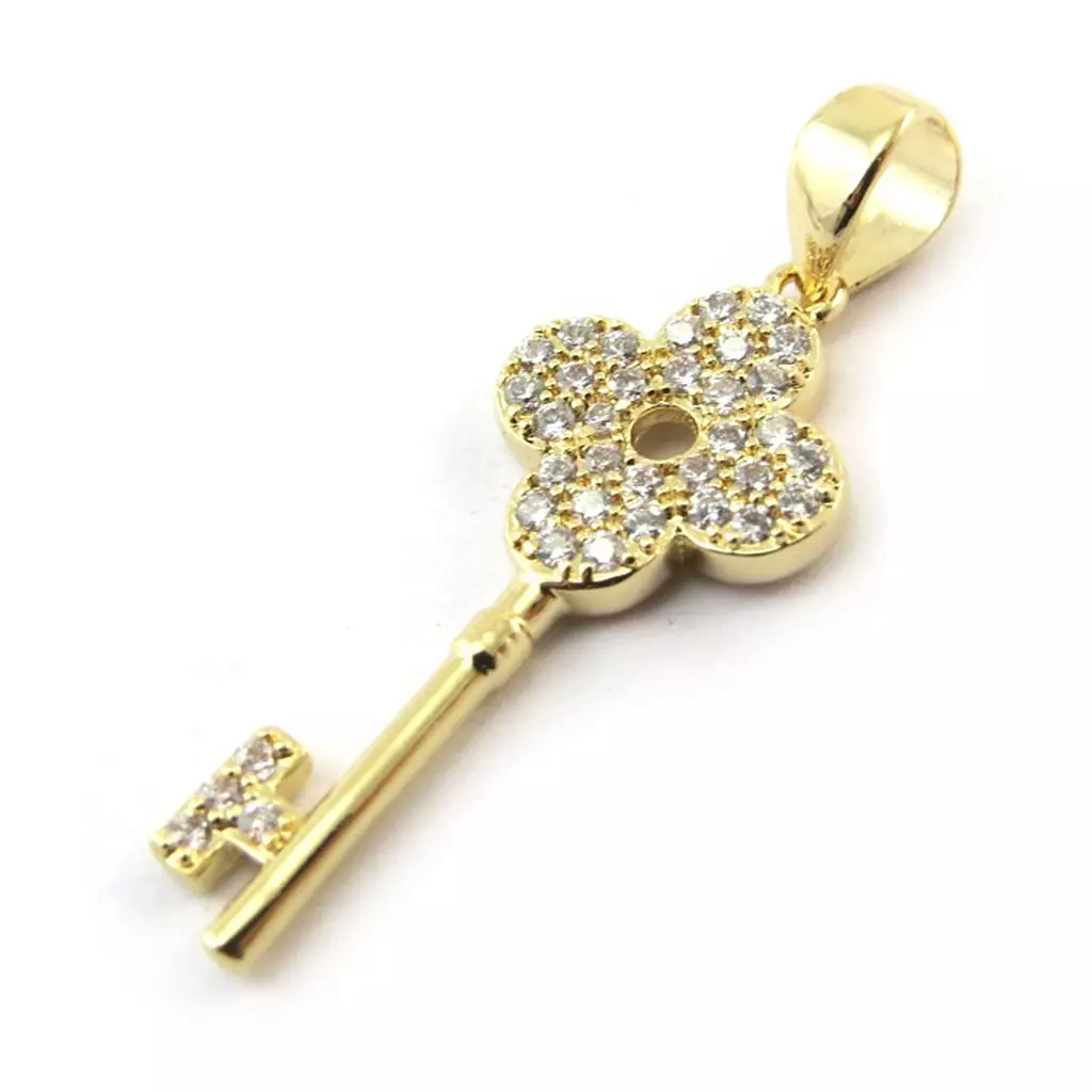 Les Trésors De Lily Pendentif 'Clé De La Chance' Plaqué Or (trèfle) 25x11 Mm [N4037]