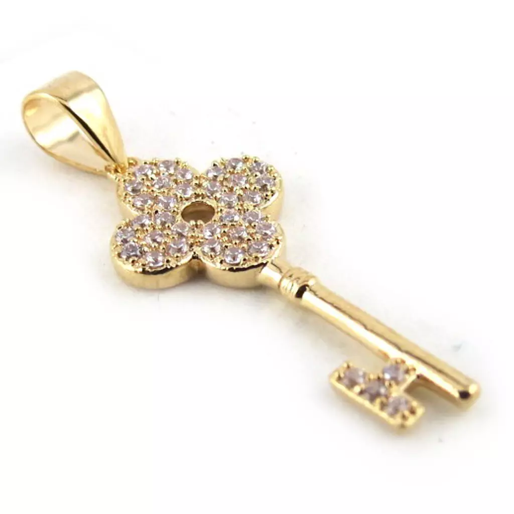 Les Trésors De Lily Pendentif 'Clé De La Chance' Plaqué Or (trèfle) 25x11 Mm [N1564]