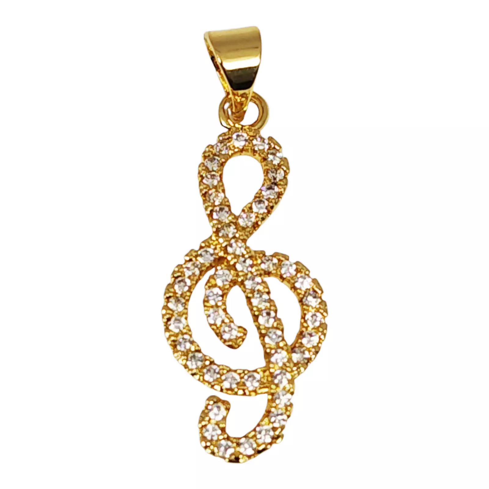 Les Trésors De Lily Pendentif 'Clé De Sol' Blanc Doré 23x10 Mm [S1348]