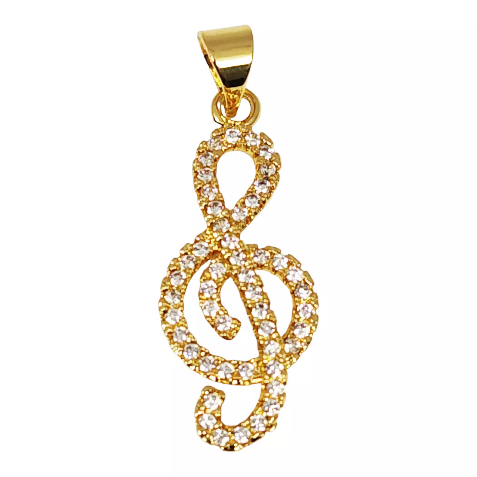 les trésors de lily Pendentif 'Clé de Sol' blanc doré 23x10 mm [S1348]