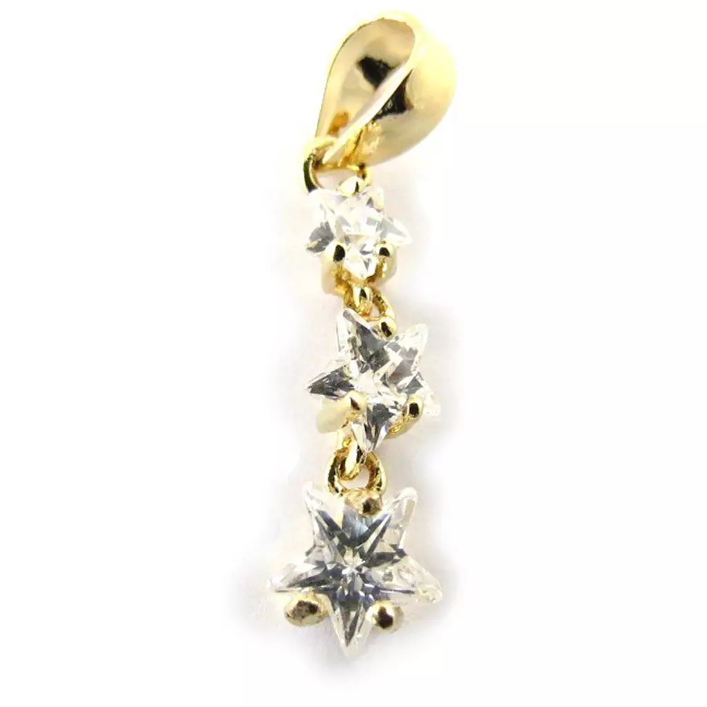 les trésors de lily Pendentif 'Etoiles' blanc doré 18x6 mm [J5311]