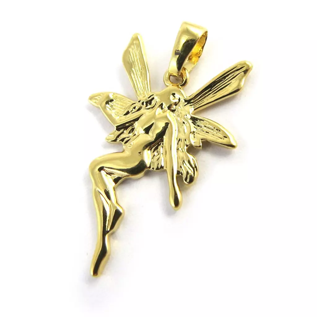 les trésors de lily Pendentif 'Fée Clochette' Blanc Doré [M6902]