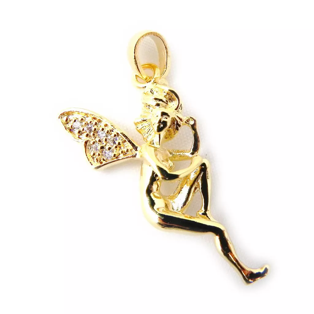 les trésors de lily Pendentif 'Jolie Fée' Doré 25x15 mm [G1629]