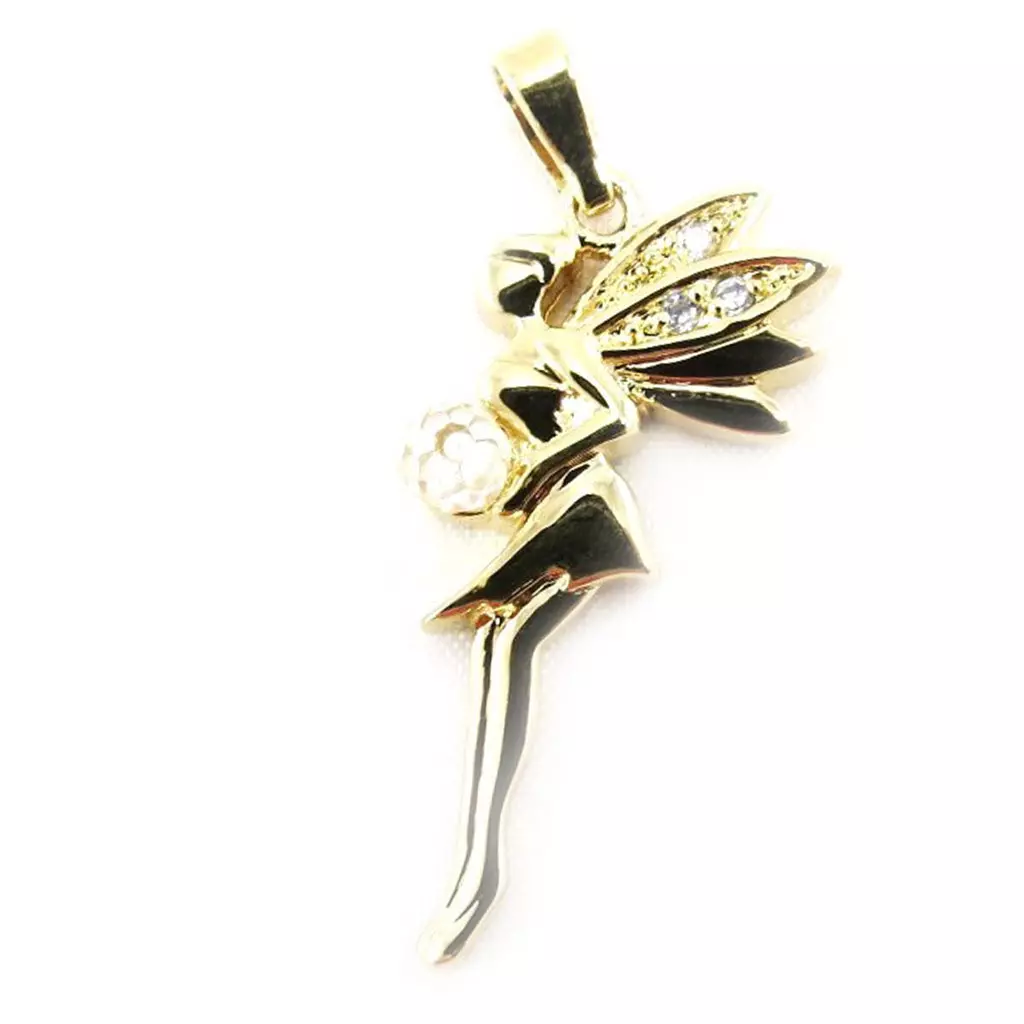 les trésors de lily Pendentif 'Jolie Fée' Doré 30x12 mm [G1661]