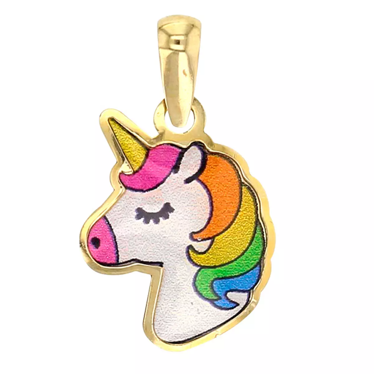 les trésors de lily Pendentif 'Licorne My Unicorn' multicolore doré (Or 9 carats) [Q3344]
