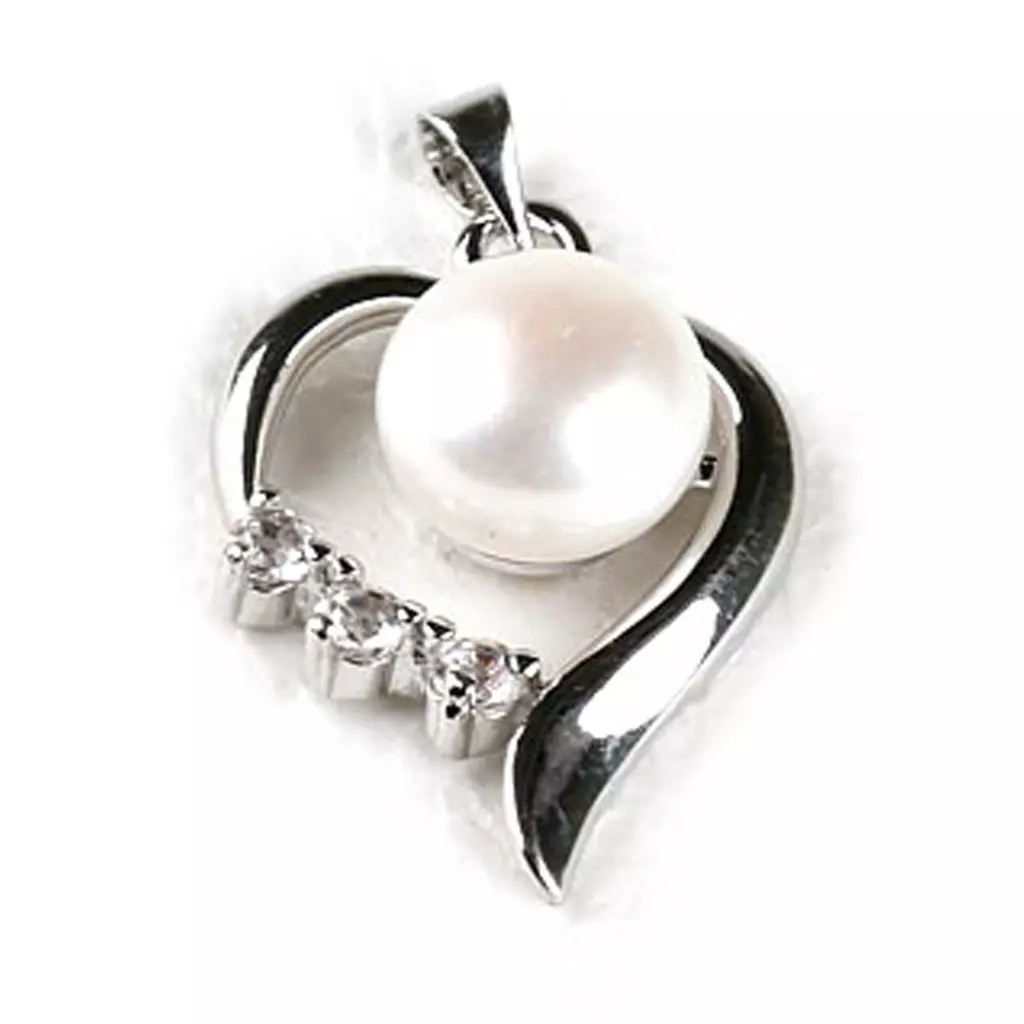 les trésors de lily Pendentif 'Love' biwa blanc [K1135]