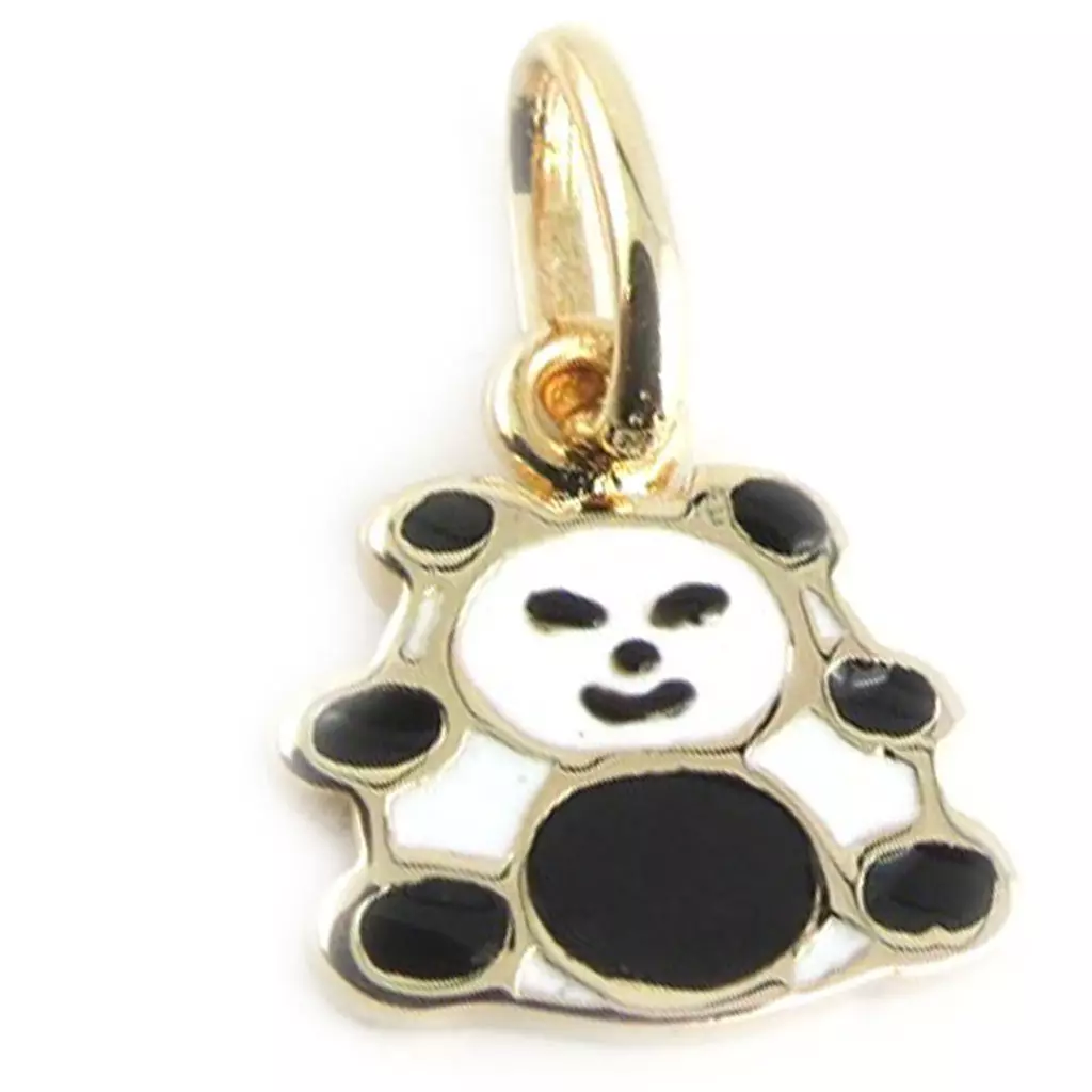 les trésors de lily Pendentif 'Panda' noir blanc 10x10 mm [L0055]