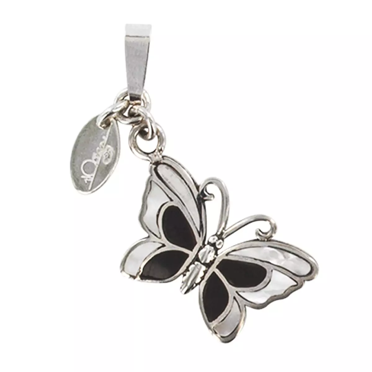 les trésors de lily Pendentif 'Papillon des Songes' noir nacre 20x12 mm [P2537]