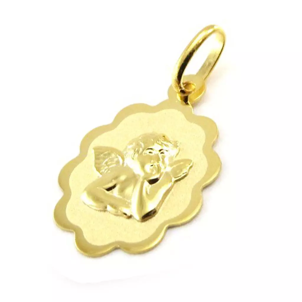 les trésors de lily Pendentif 'Petit Ange' (Or 9 carats) 22X13 MM [J0410]