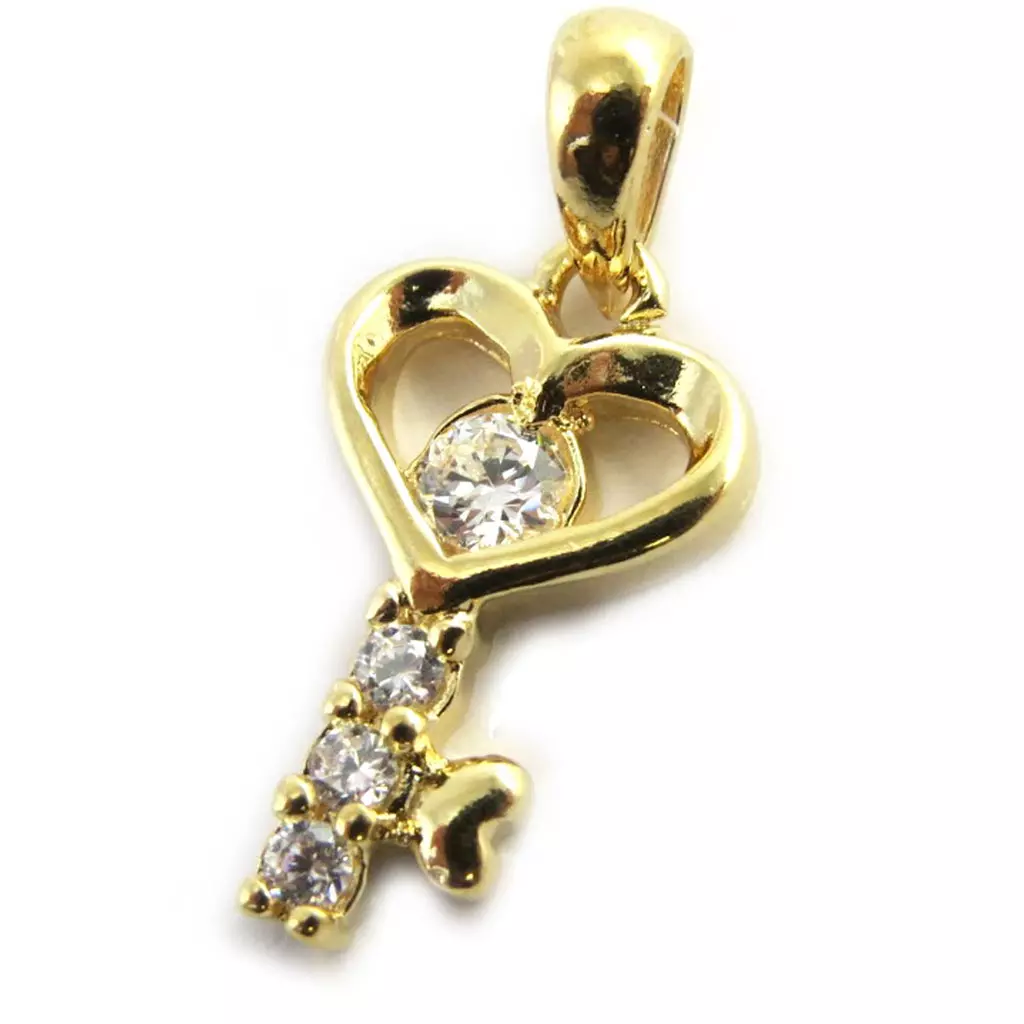 les trésors de lily Pendentif Plaqué Or 'Clé Déesse' blanc doré 15x4 mm [M8760]