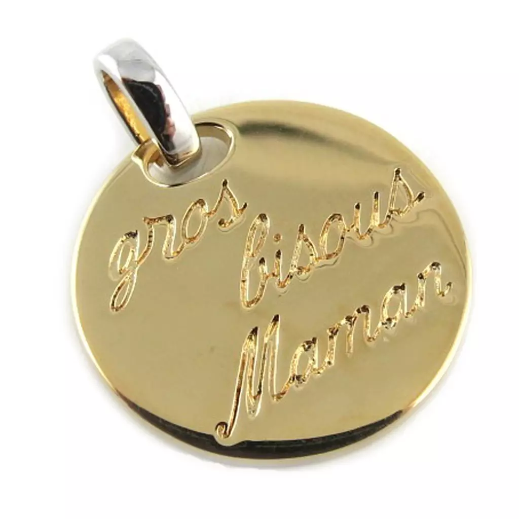 Les Trésors De Lily Pendentif Plaqué Or 'Gros Bisous Maman' Doré 20 Mm [L1699]