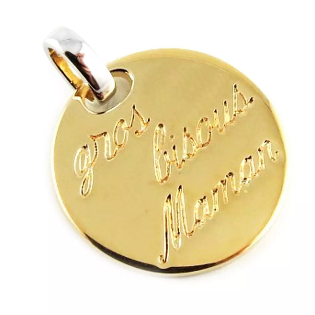 Les Trésors De Lily Pendentif Plaqué Or 'Gros Bisous Maman' Doré 20 Mm [L1699]