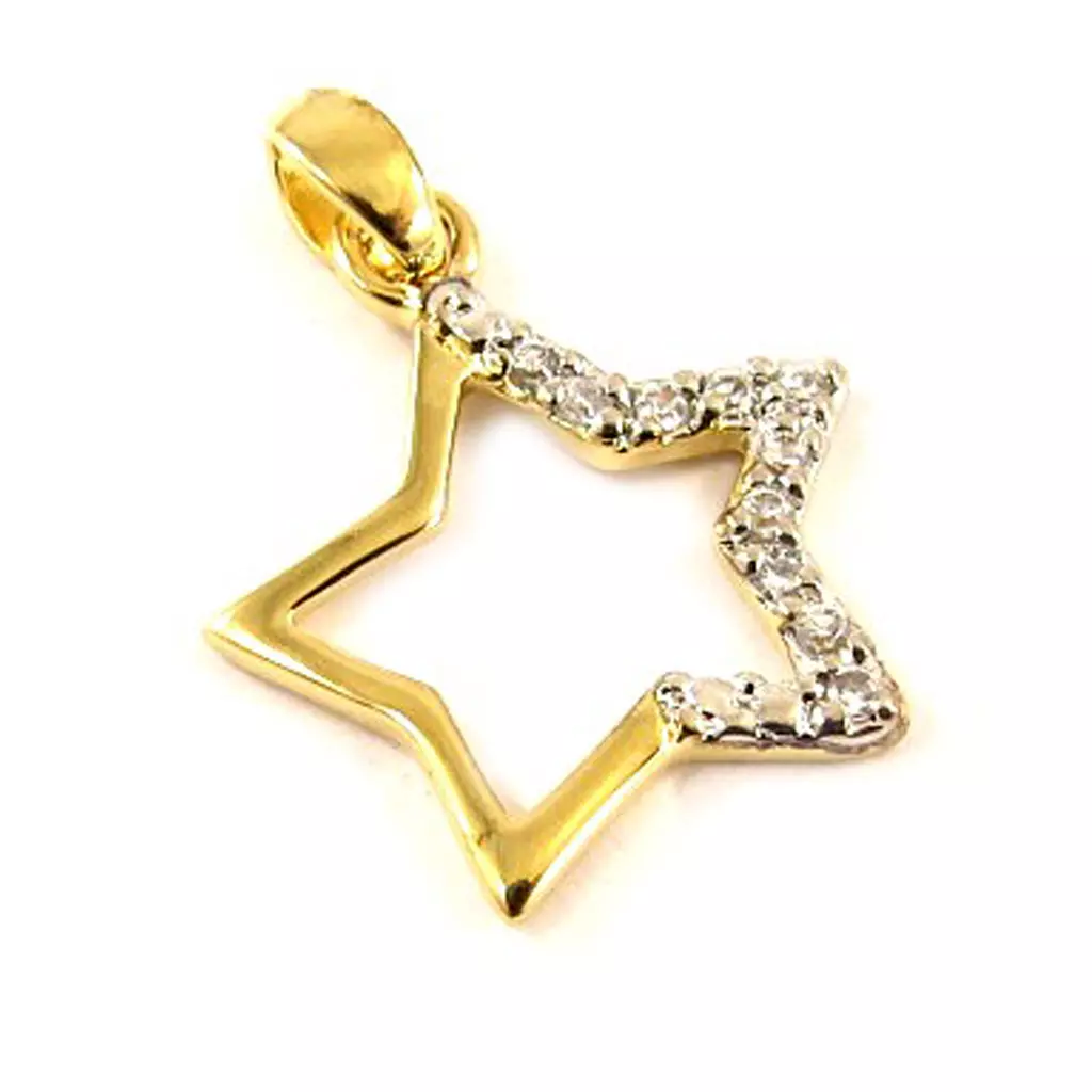 les trésors de lily Pendentif 'Precious Star' Blanc Doré [C6357]