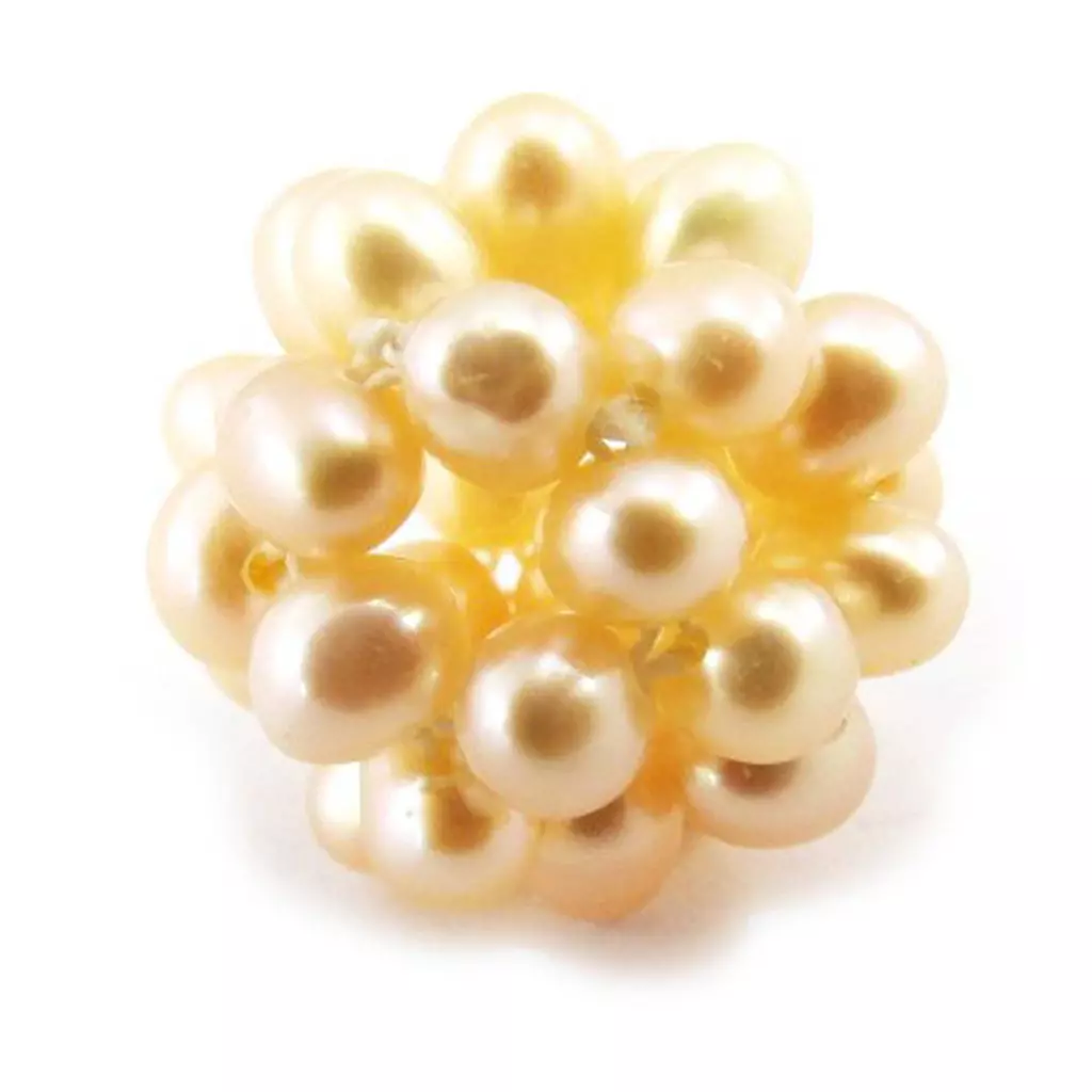 les trésors de lily Pendentif 'Tourbillon de Perles' nacré orange 12 mm [J5322]
