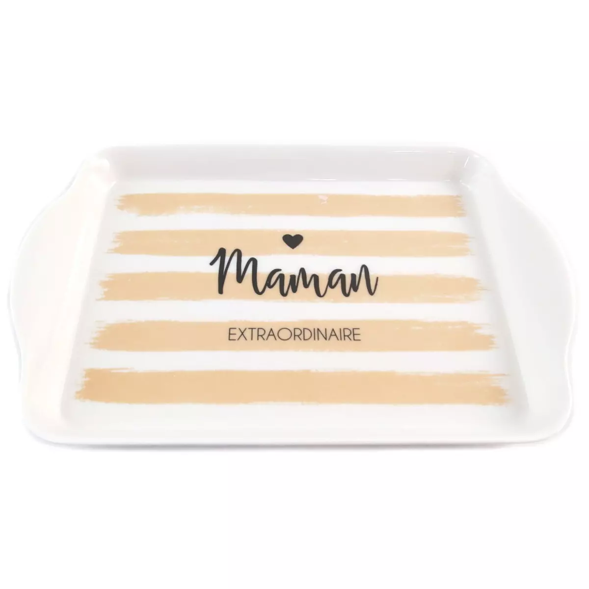 les trésors de lily Petit Plateau 'Maman Extraordinaire' blanc beige 21x14 cm [Q0331]