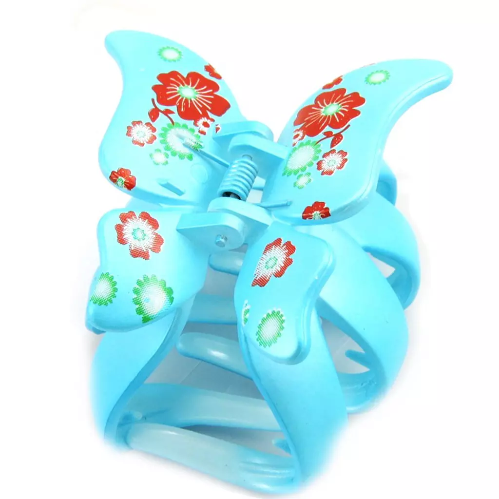 les trésors de lily Pince à cheveux 'Papillons' turquoise 7x6 cm [R7859]