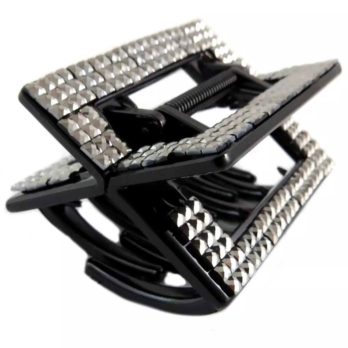 les trésors de lily Pince crabe créateur 'Sissi' argenté noir (strass) 70x40x40 mm [Q0027]