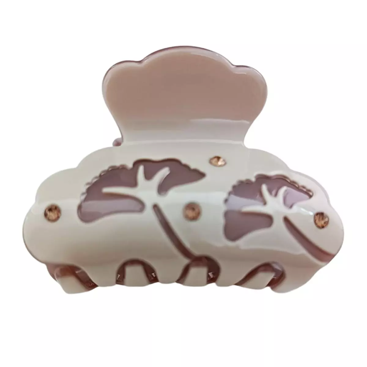 les trésors de lily Pince crabe créateur 'Sissi' beige (strass ginkgo) 50x35 mm [R7647]