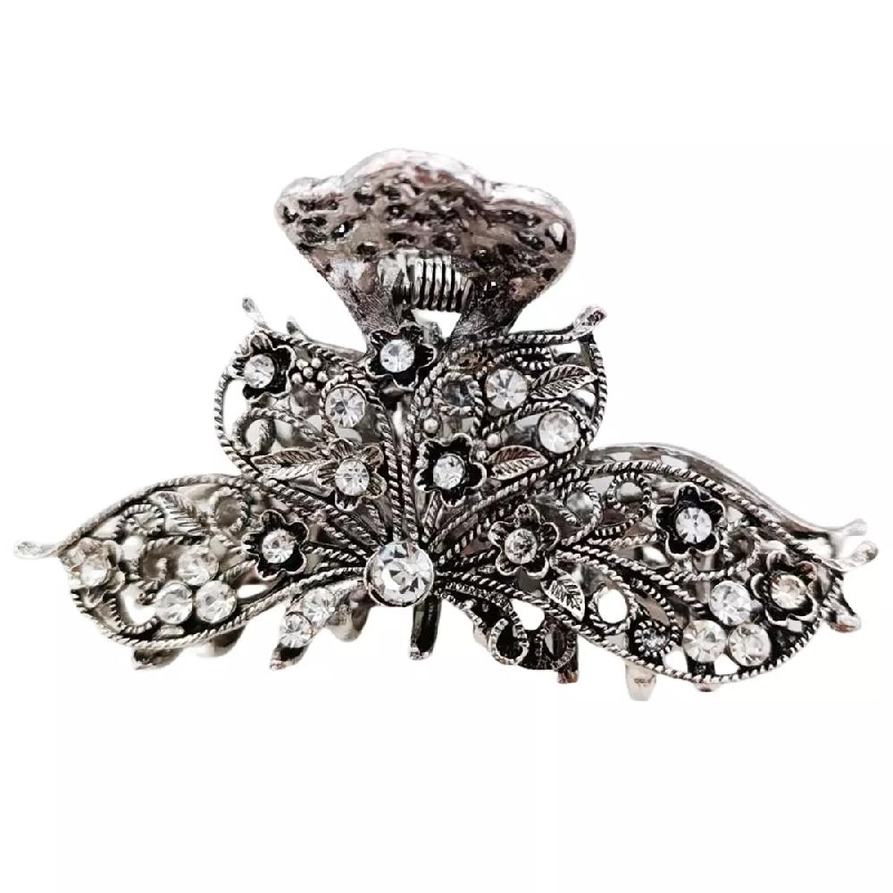 les trésors de lily Pince crabe créateur 'Sissi' blanc argenté (papillon) 8x4 cm [R7561]