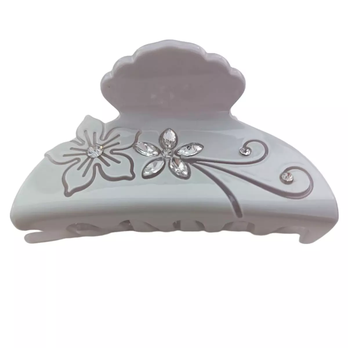 les trésors de lily Pince crabe créateur 'Sissi' gris (strass) 70x35 mm [R7637]