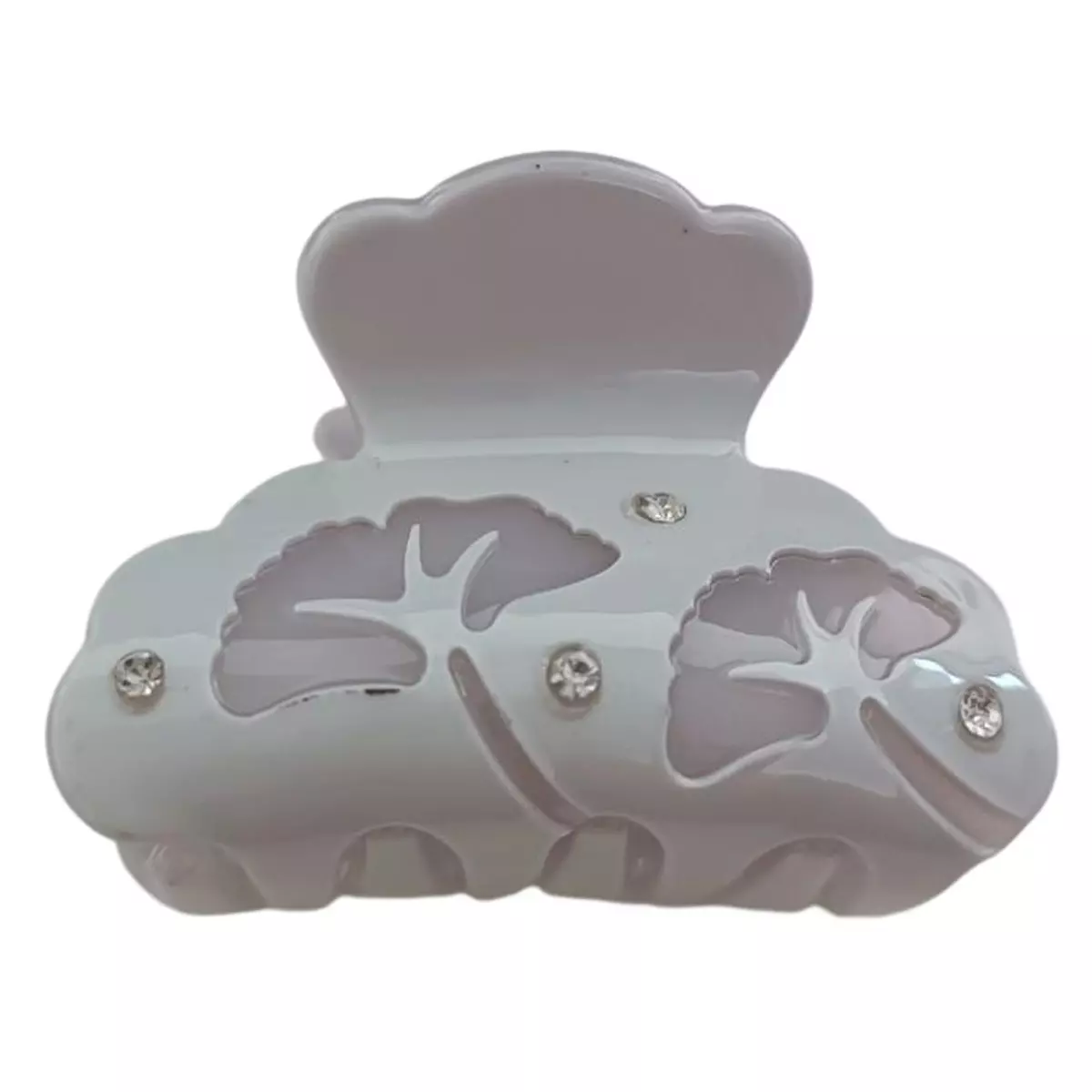 les trésors de lily Pince crabe créateur 'Sissi' gris (strass ginkgo) 50x35 mm [R7640]