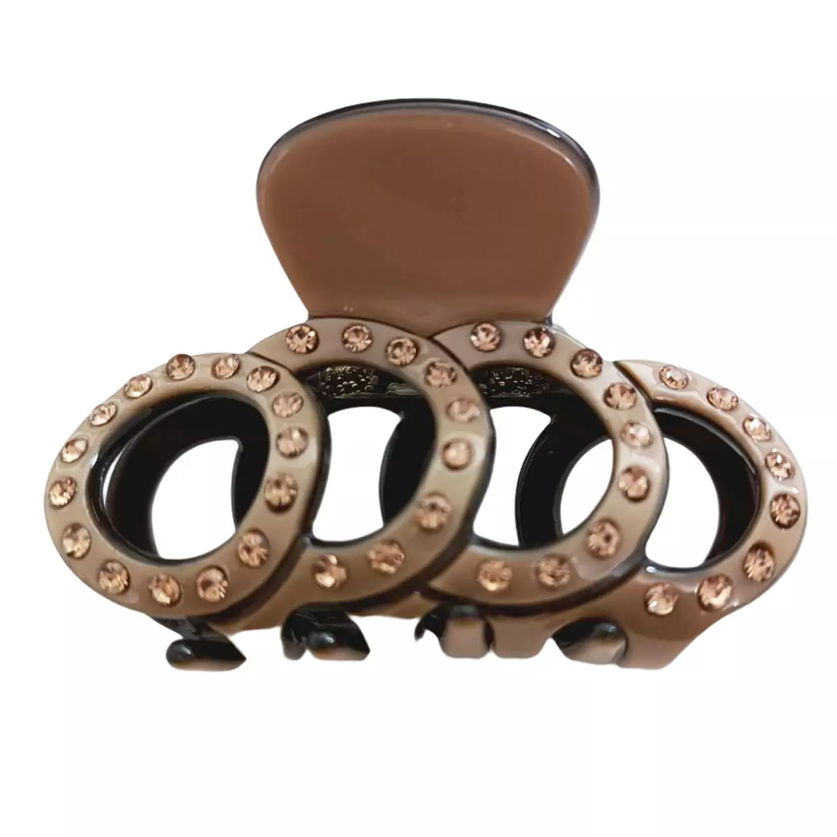 les trésors de lily Pince crabe créateur 'Sissi' marron (strass) 60x35 mm [R7649]