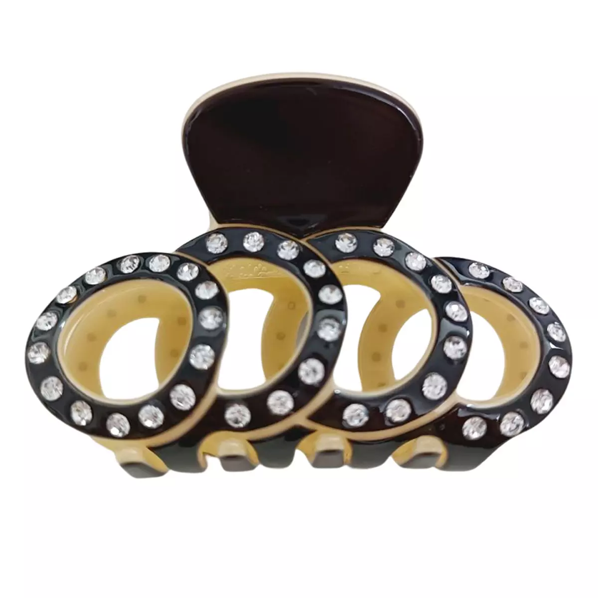 les trésors de lily Pince crabe créateur 'Sissi' noir (strass) 60x35 mm [R7648]