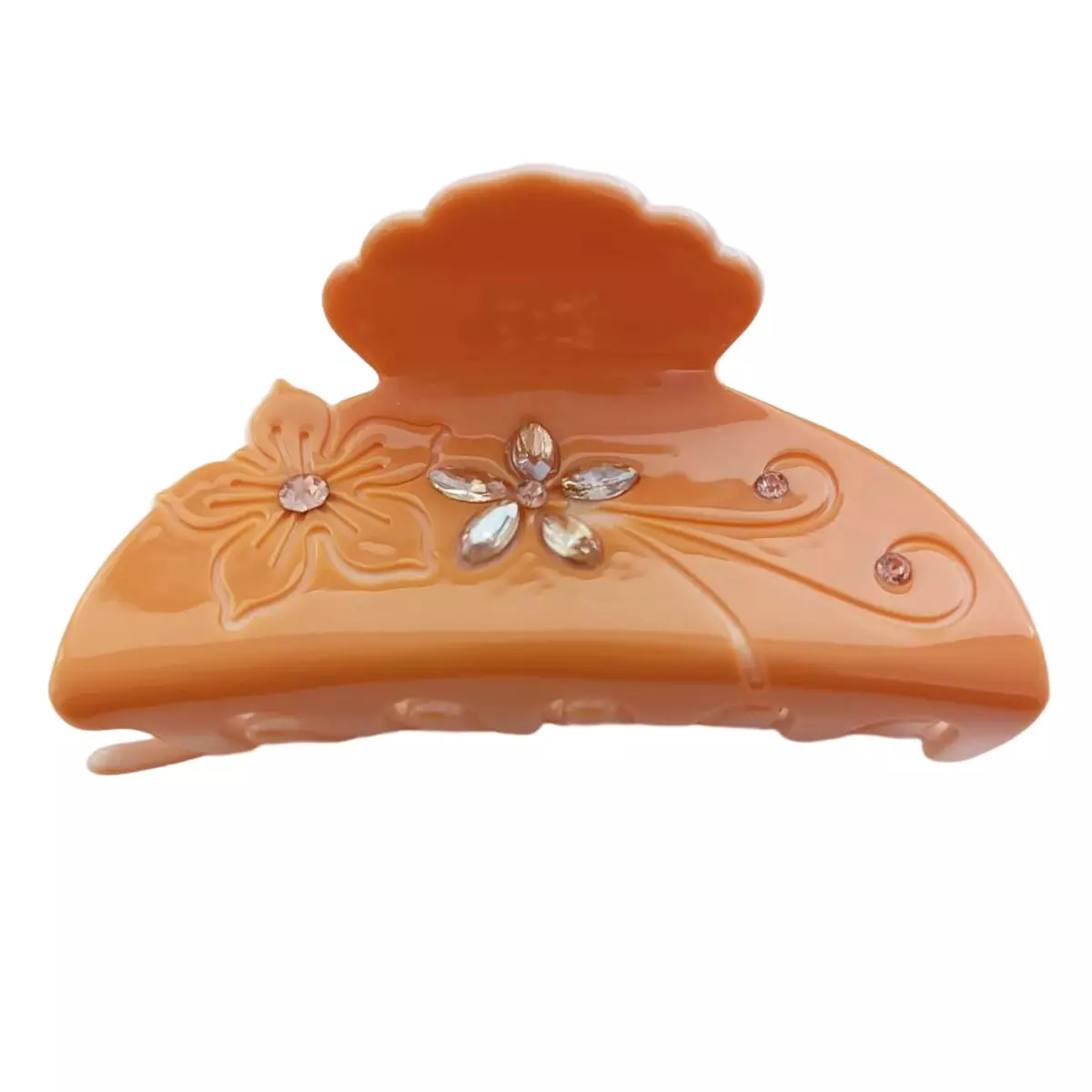 les trésors de lily Pince crabe créateur 'Sissi' orange (strass) 70x35 mm [R7635]