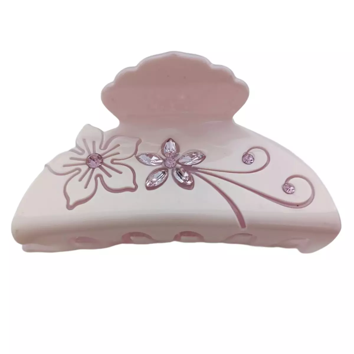 les trésors de lily Pince crabe créateur 'Sissi' rose (strass) 70x35 mm [R7636]