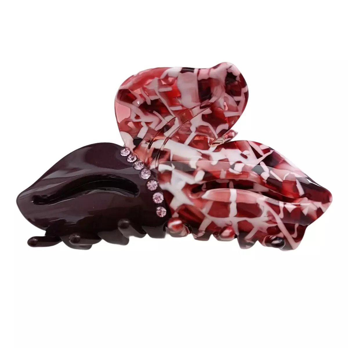 les trésors de lily Pince crabe créateur 'Sissi' rouge (strass) 75x40 mm [R7671]