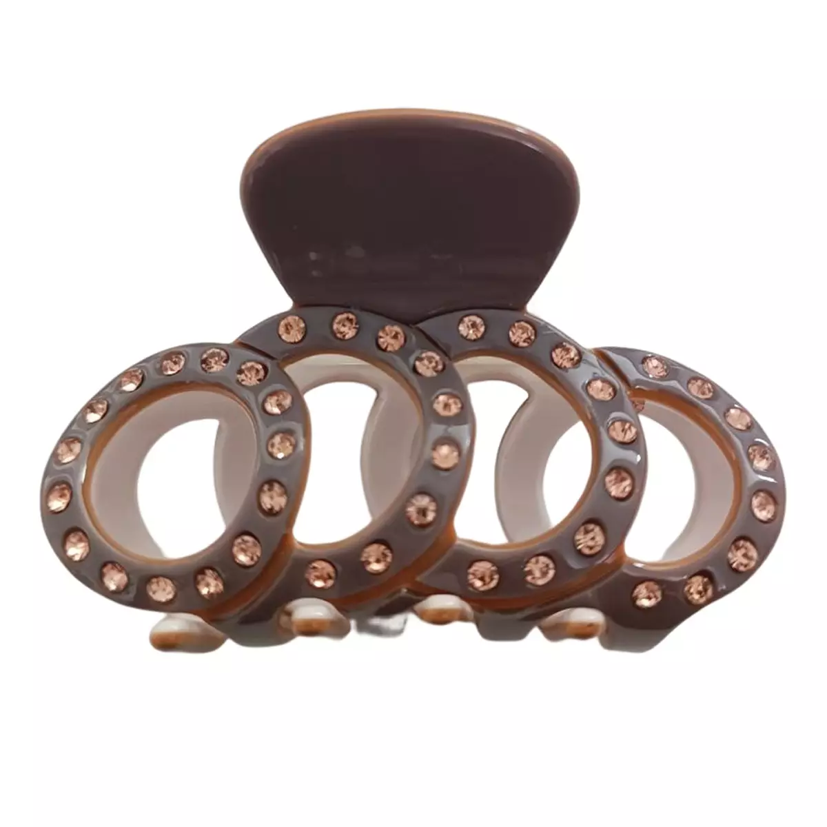 les trésors de lily Pince crabe créateur 'Sissi' taupe (strass) 60x35 mm [R7655]