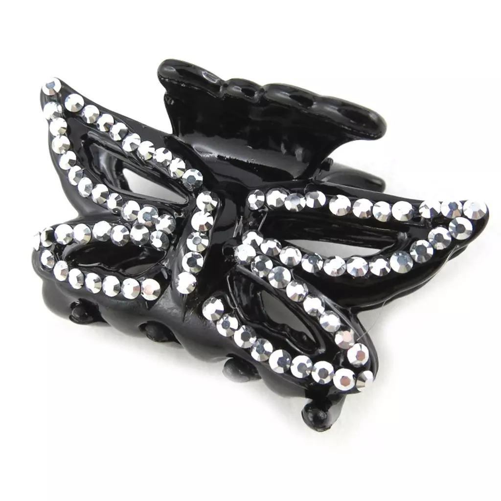 Les Trésors De Lily Pince 'Papillon' Noir Blanc 45x22 Mm [N1032]
