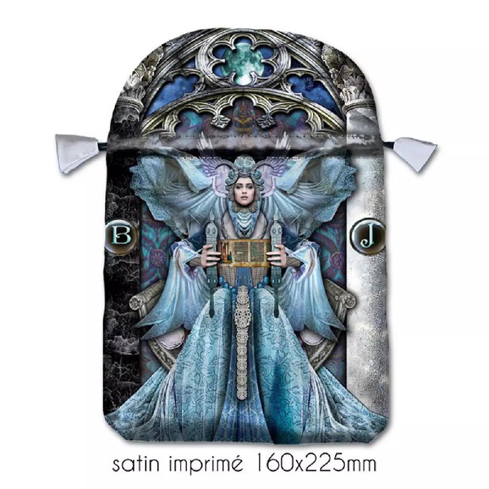 les trésors de lily Pochette tarot satin 'Illuminati' bleu 22x16 cm [A1497]