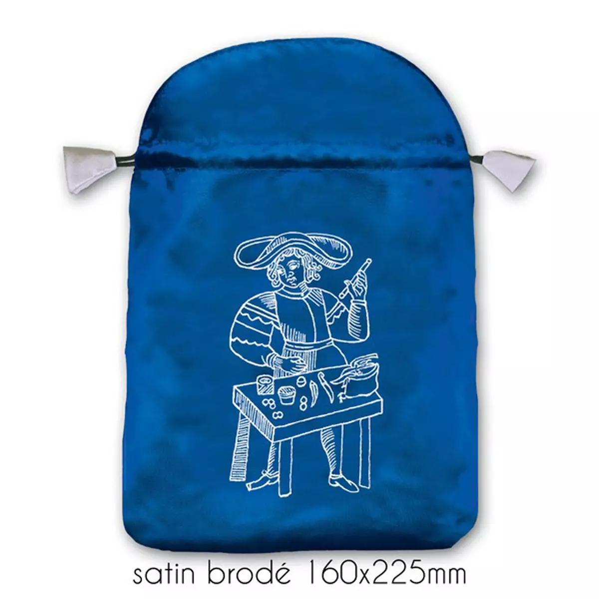 les trésors de lily Pochette tarot satin 'Marseille' bleu 22x16 cm [A1441]