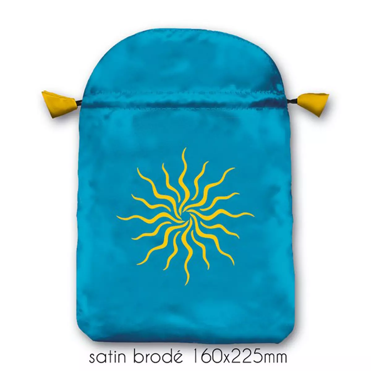 les trésors de lily Pochette tarot satin 'Soleil' turquoise 22x16 cm [A1494]