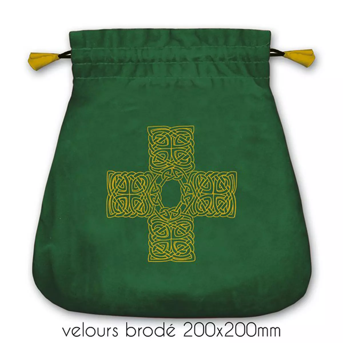 les trésors de lily Pochette tarot velours 'Celtic Cross' vert 20x20 cm [A1477]