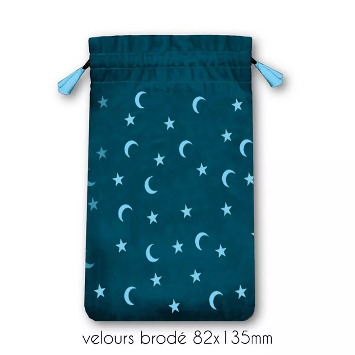 les trésors de lily Pochette tarot velours 'Moon and Star' turquoise 13x8 cm [A1435]