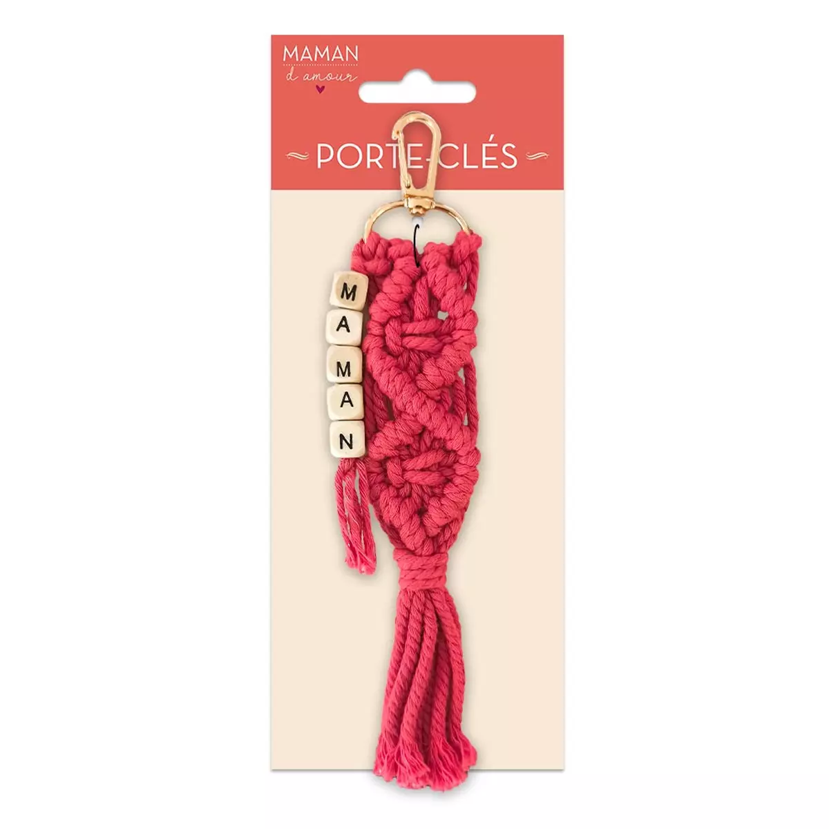 Les Trésors De Lily Porte Clés / Bijoux De Sac 'Macramé' Rose (Maman) 19x8 Cm [R6847]