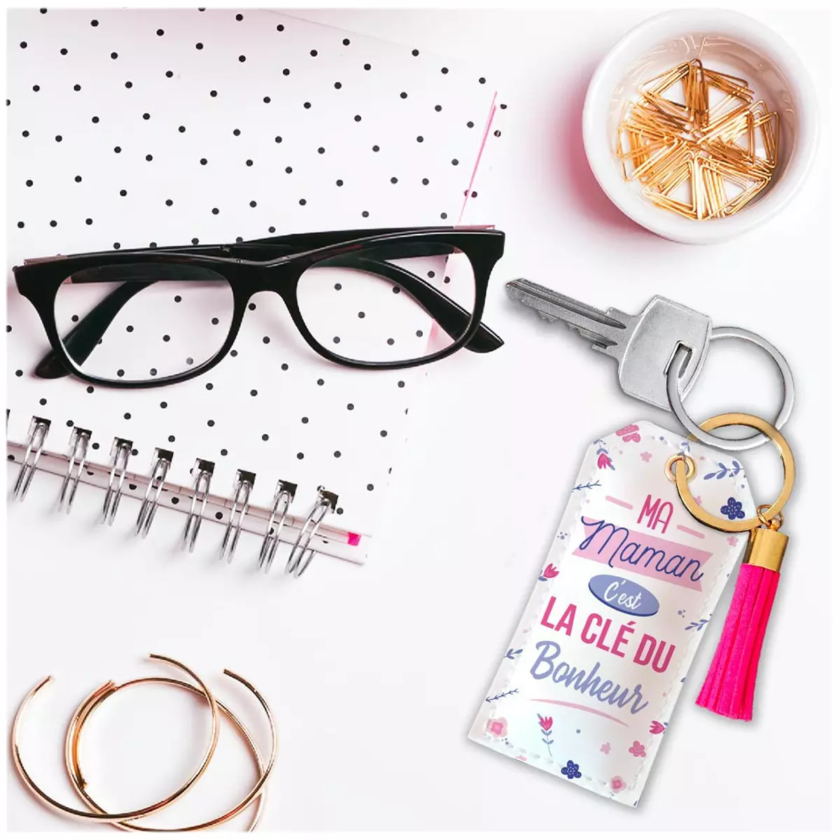 Les Trésors De Lily Porte Clés 'Maman' Ma Maman C'est La Clé Du Bonheur 90x45 Mm [R5438]